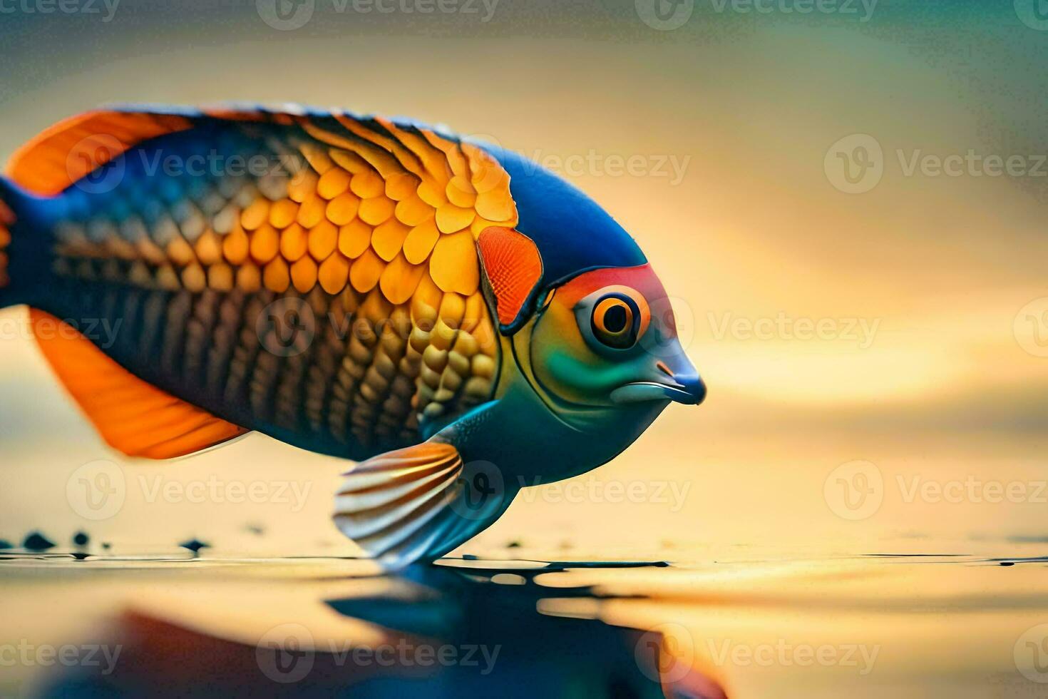 a colorful fish is seen in the water. AI-Generated photo