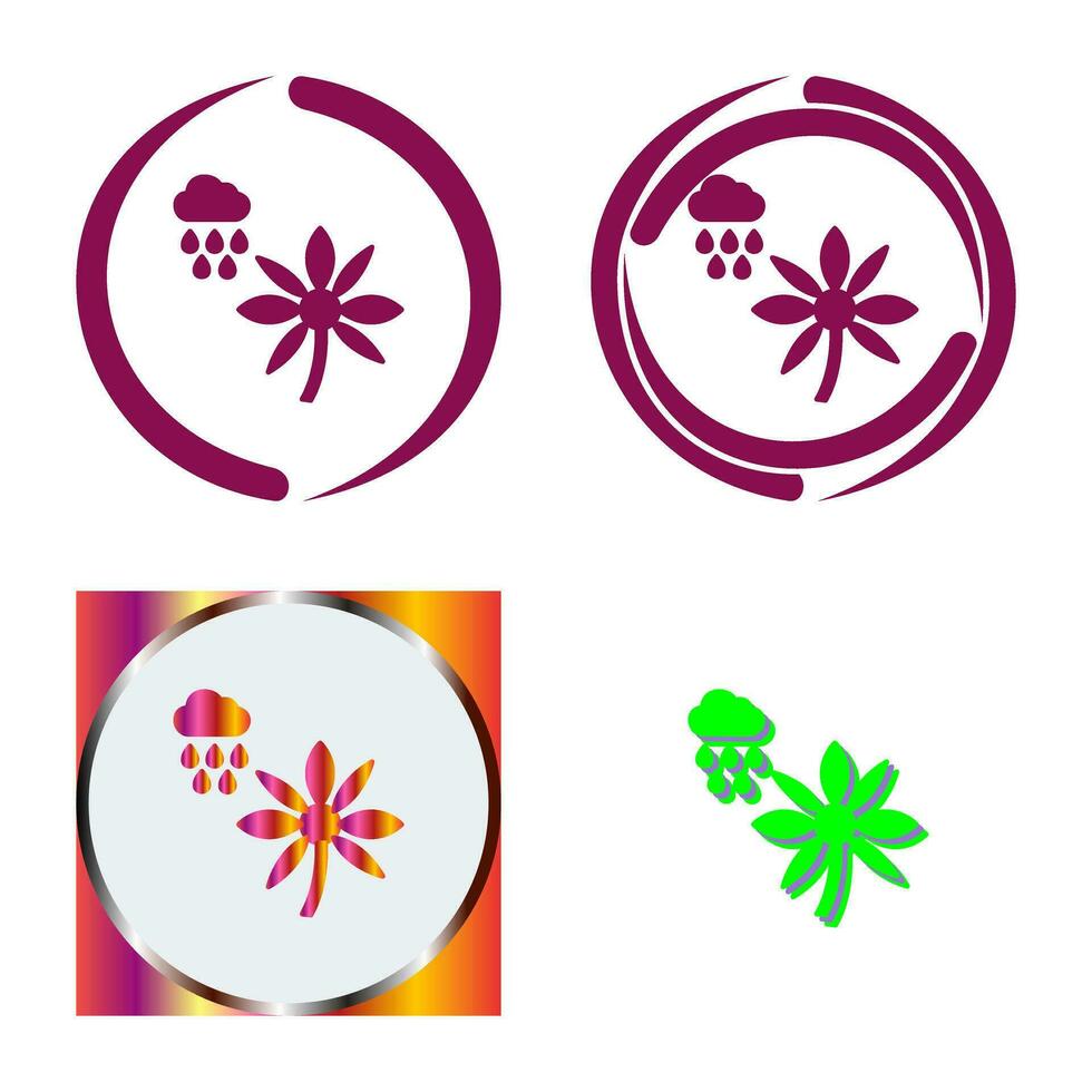 Flower with rain Vector Icon