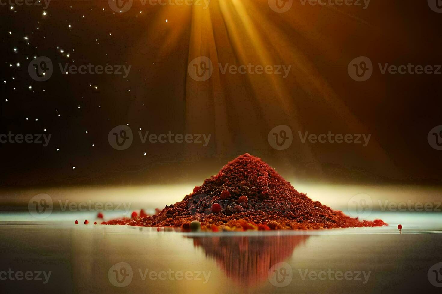 red powder on a table with a bright light shining on it. AI-Generated photo