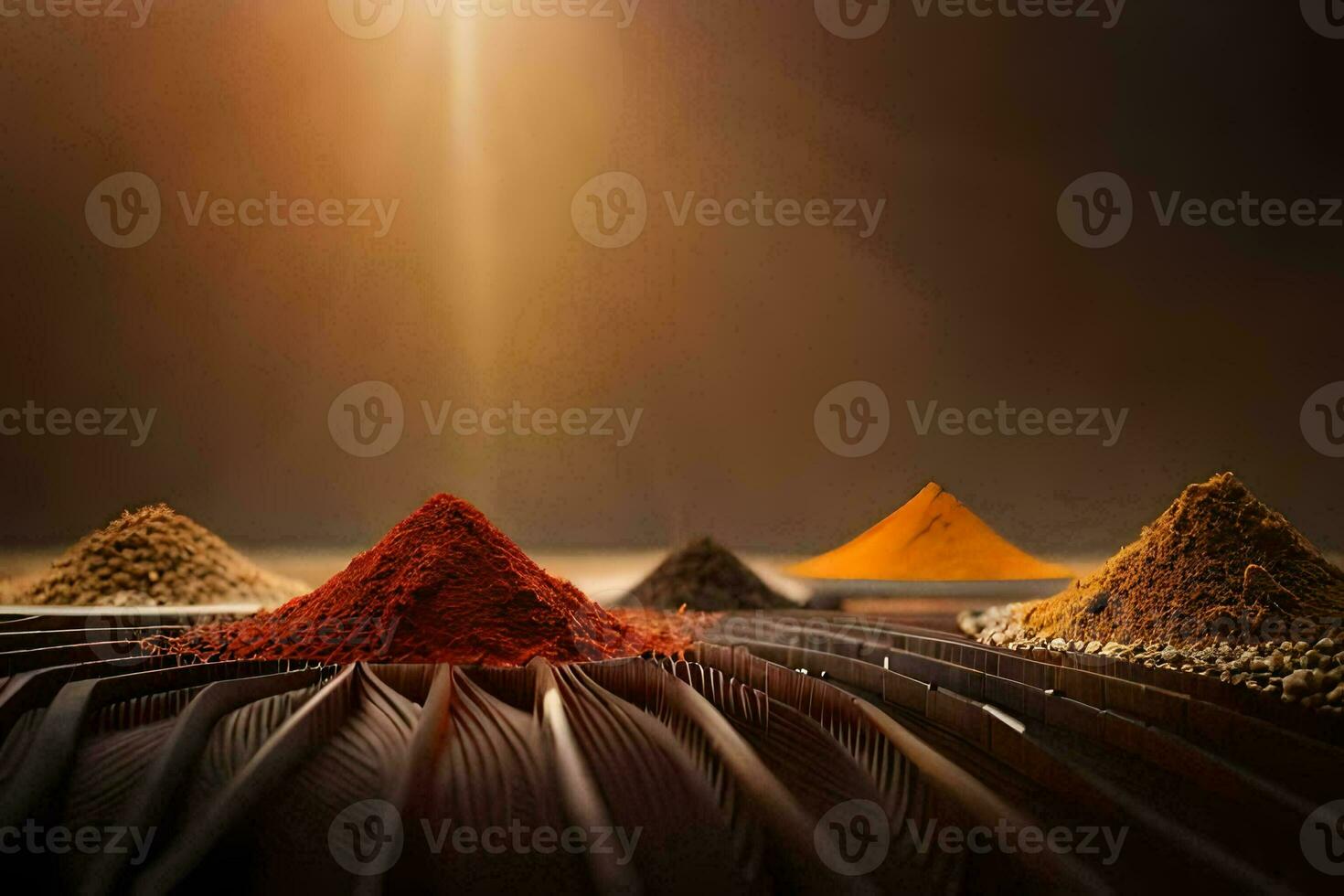 various spices and spices on a table. AI-Generated photo