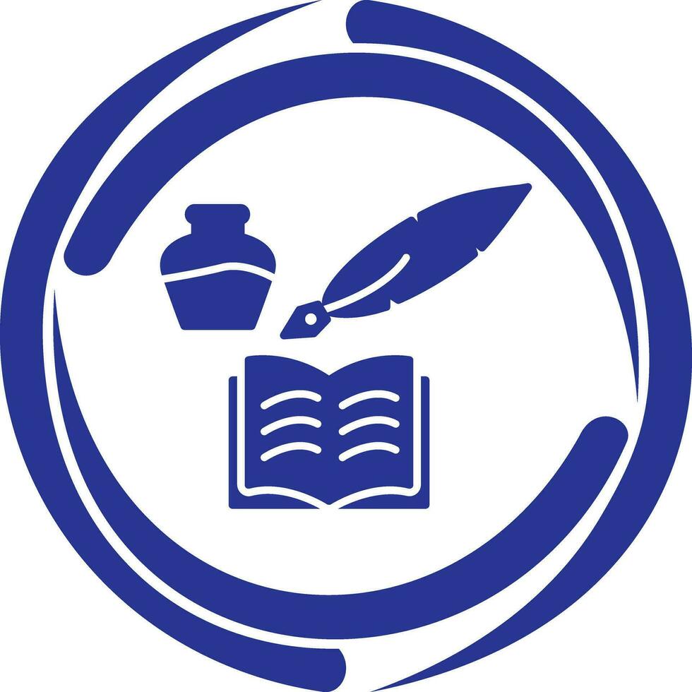 Unique Quill and Book Vector Icon