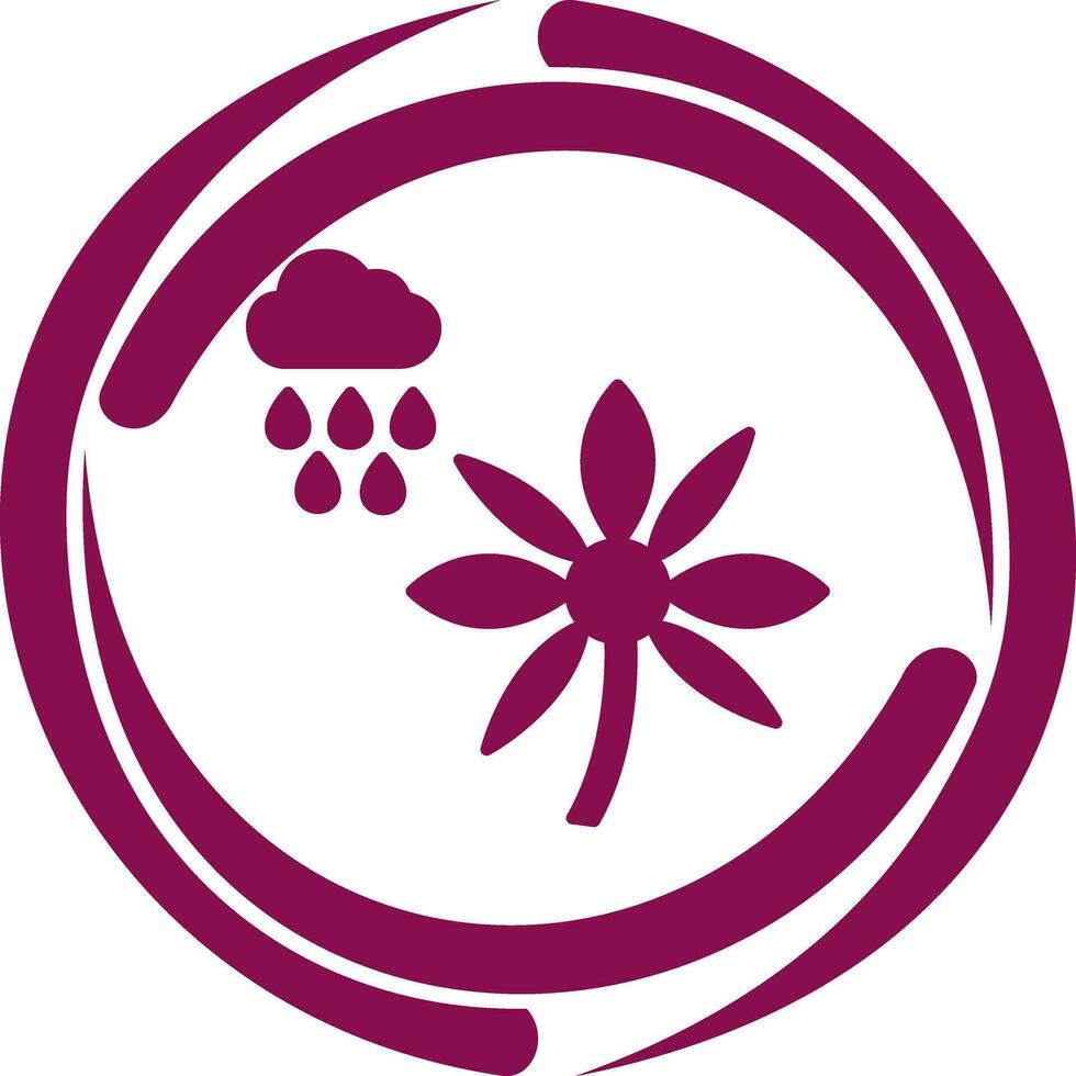 Flower with rain Vector Icon