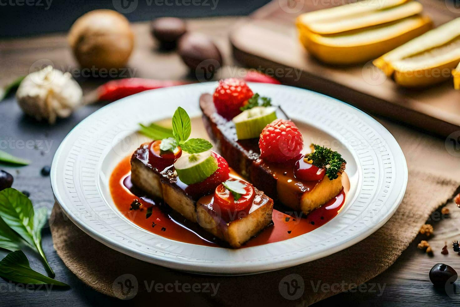 food at or somewhere near the hotel. AI-Generated photo