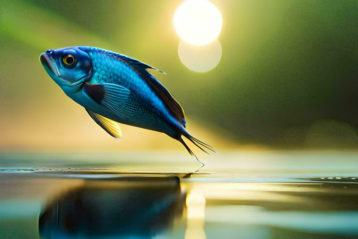a fish is jumping out of the water. AI-Generated photo