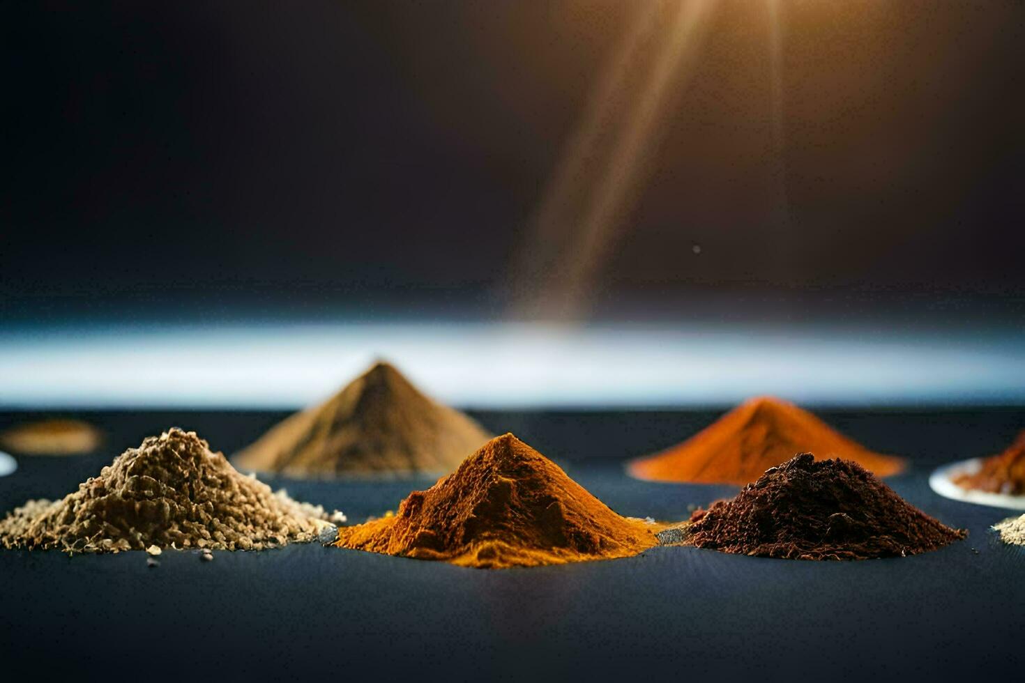 various spices and spices on a dark background. AI-Generated photo