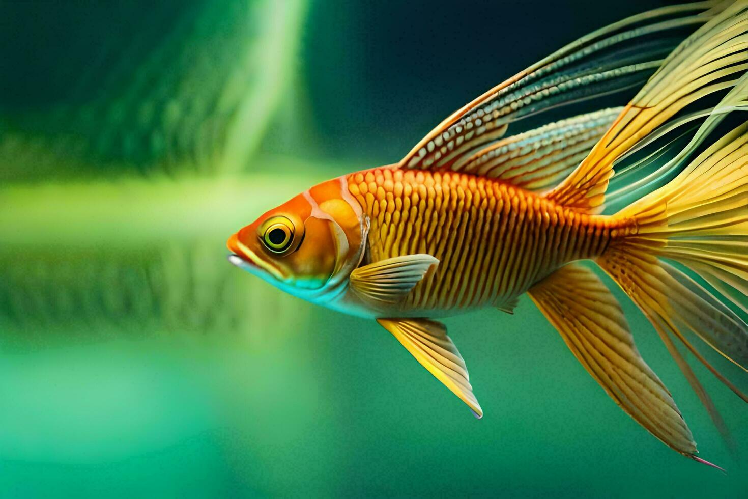 a goldfish swimming in an aquarium. AI-Generated photo
