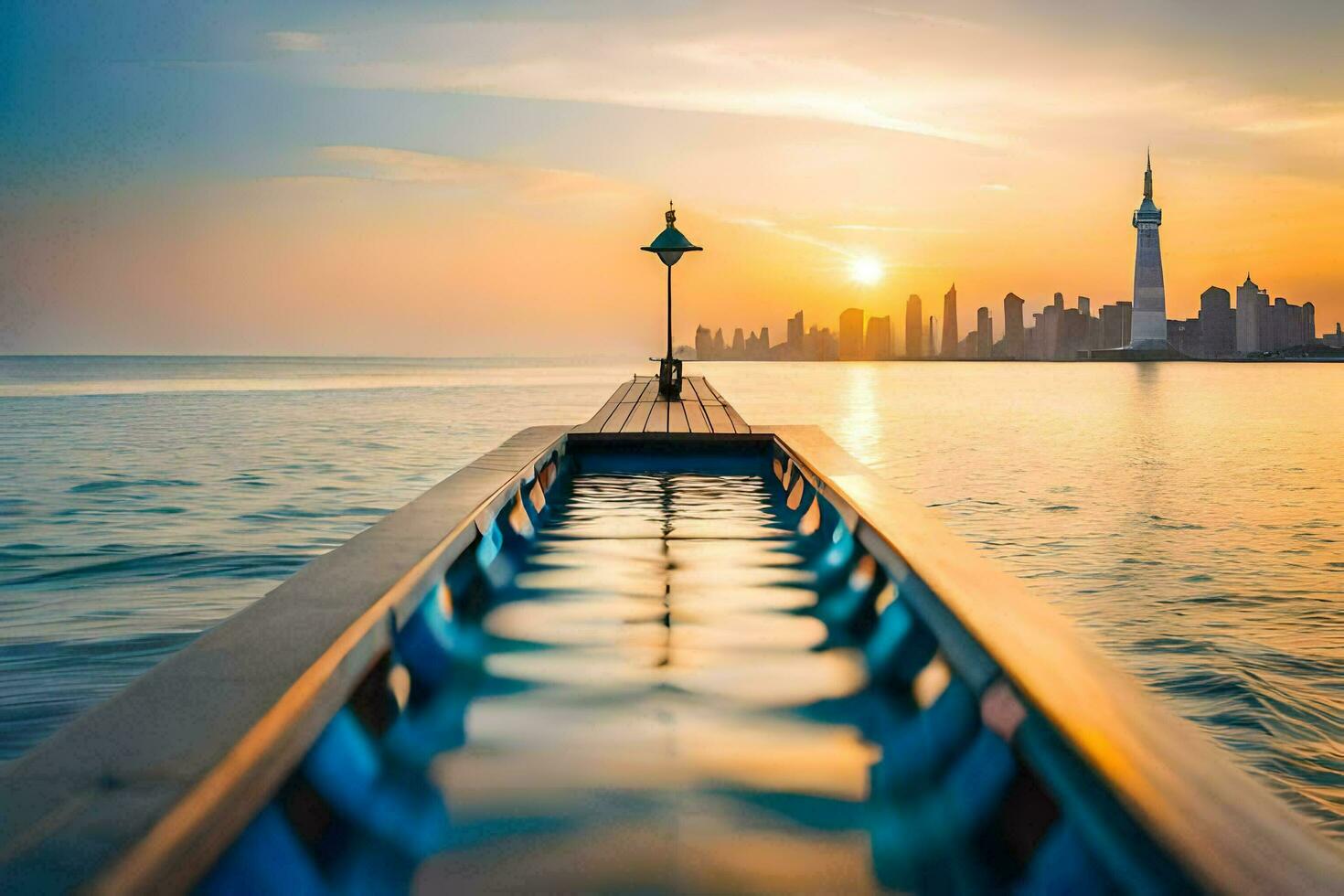 the city skyline in the background. AI-Generated photo