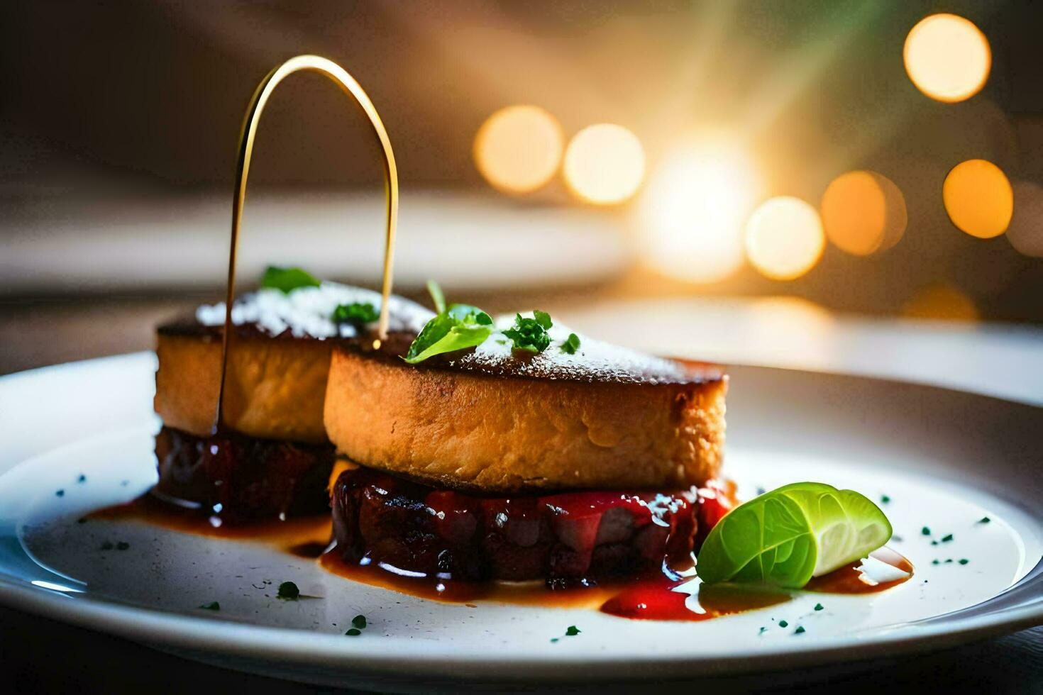 a plate with two pieces of food on it. AI-Generated photo
