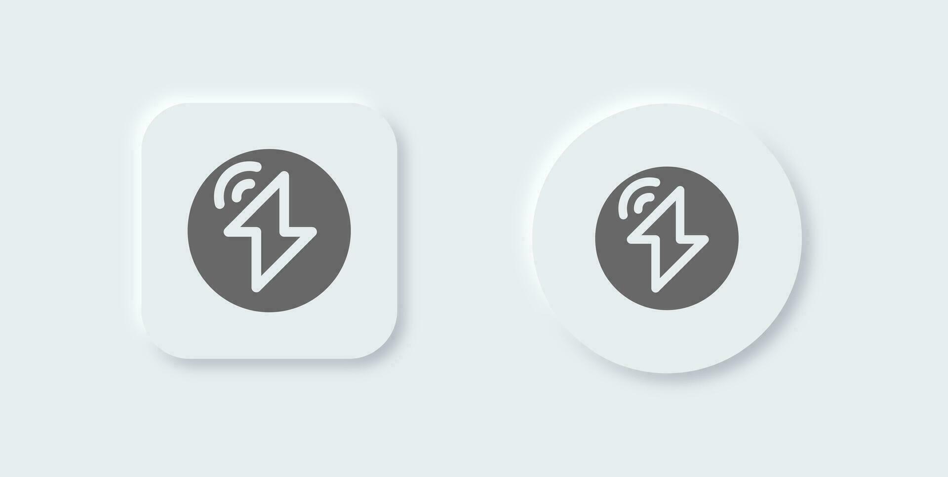 Thunder solid icon in neomorphic design style. Lightning signs vector illustration.