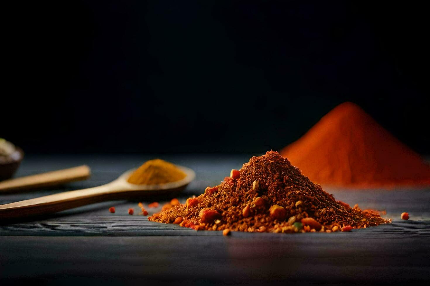 spices and spices on a wooden table. AI-Generated photo