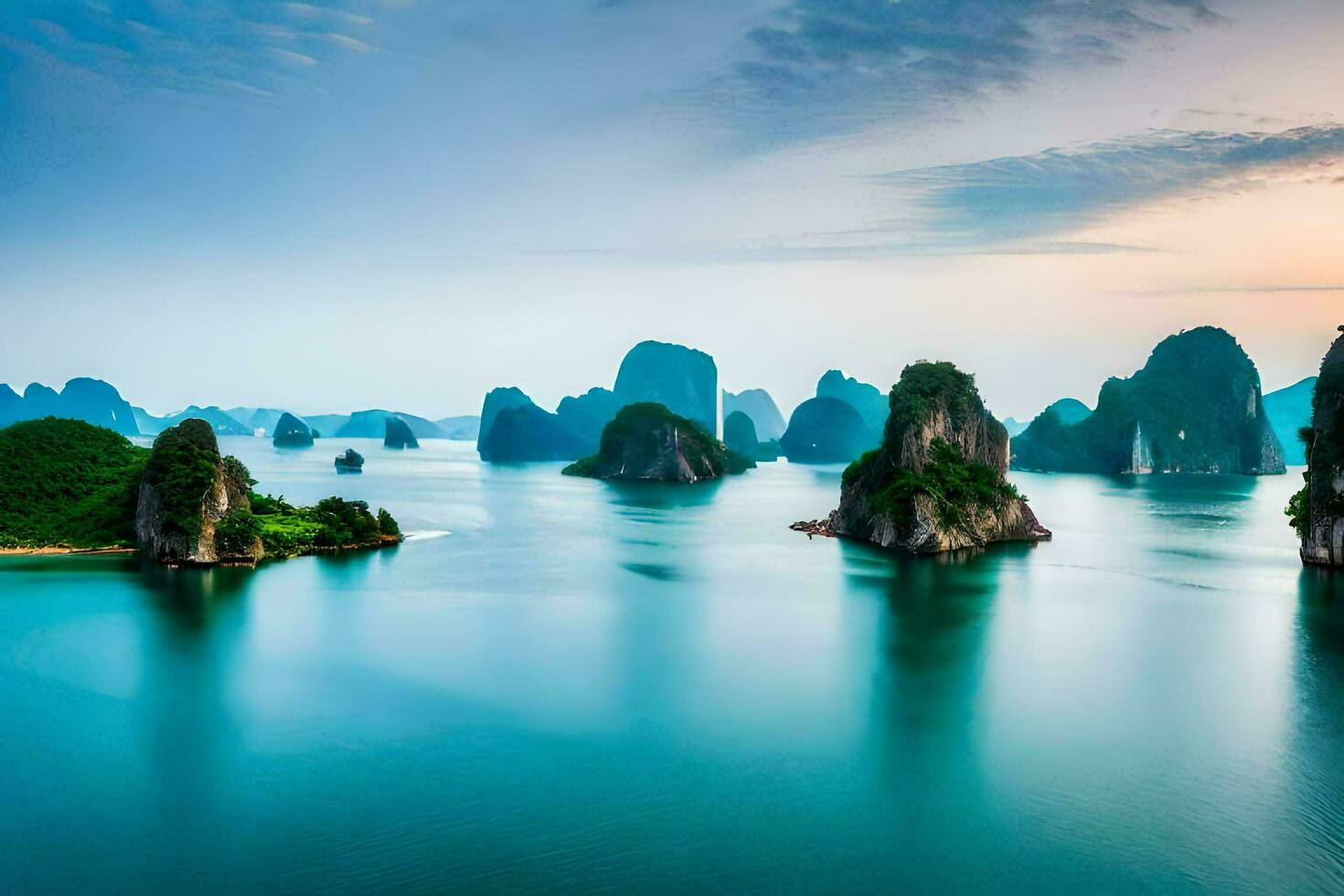 the beautiful landscape of halong bay. AI-Generated photo