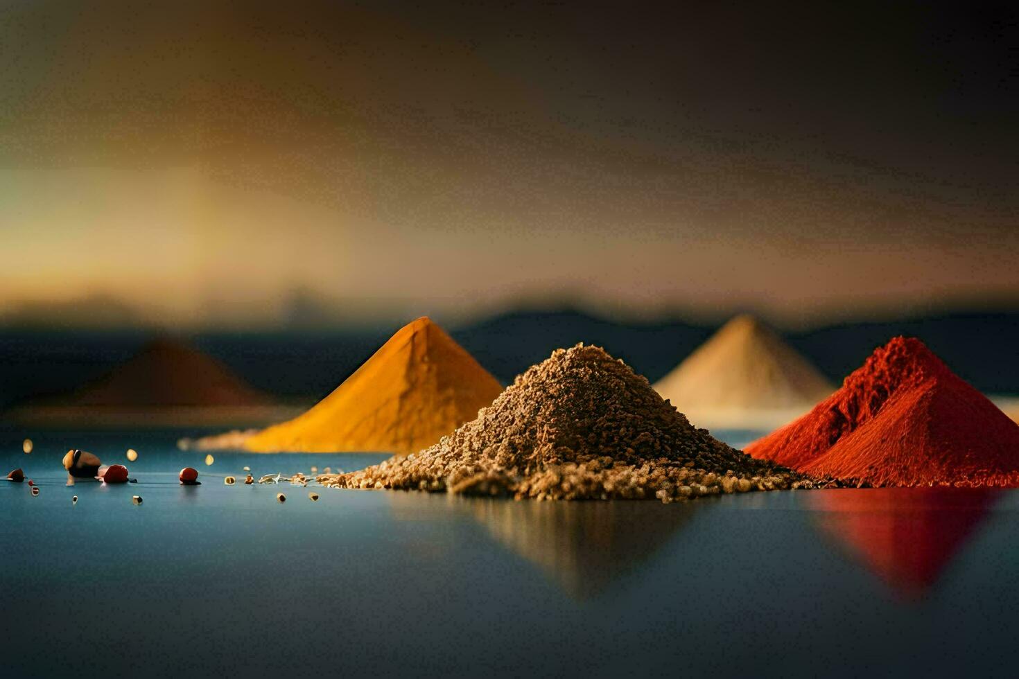 a collection of spices and spices on a table. AI-Generated photo