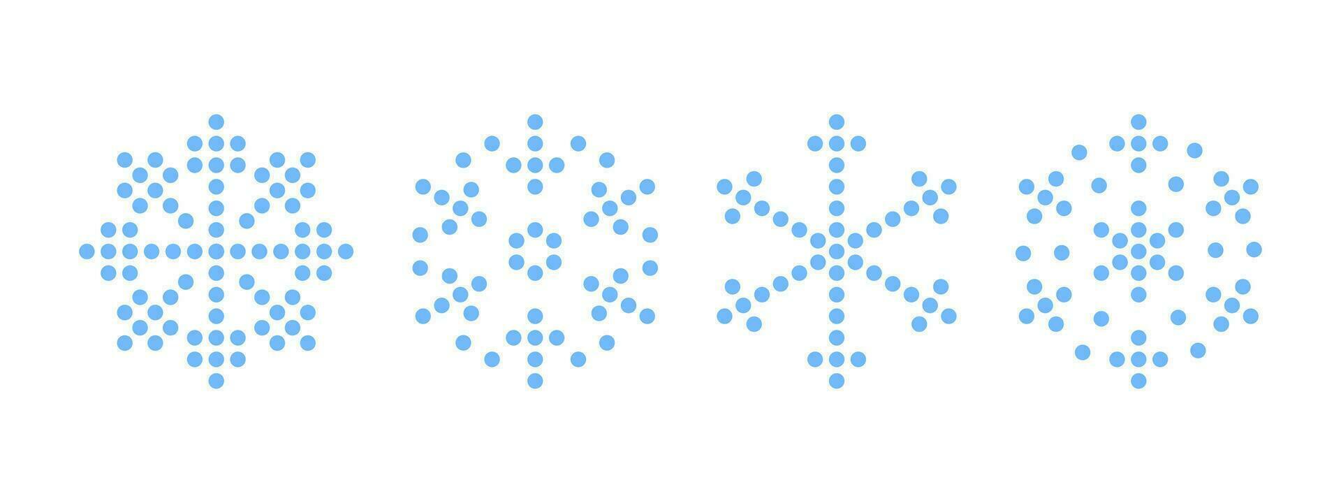 Snowflakes. Pixel style snowflakes. Snowflake different icons. Vector scalable graphics