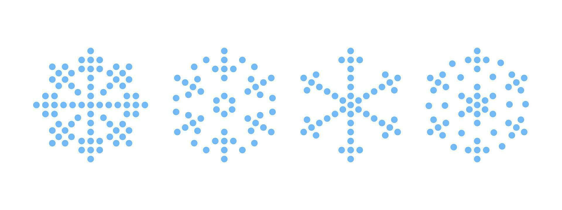 Snowflakes. Pixel style snowflakes. Snowflake different icons. Vector scalable graphics