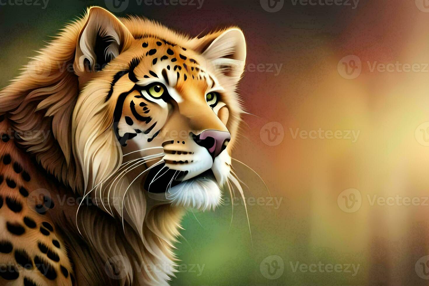 a leopard is looking off to the side. AI-Generated photo