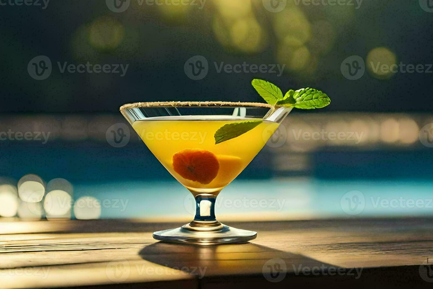 cocktail on the deck of a hotel. AI-Generated photo