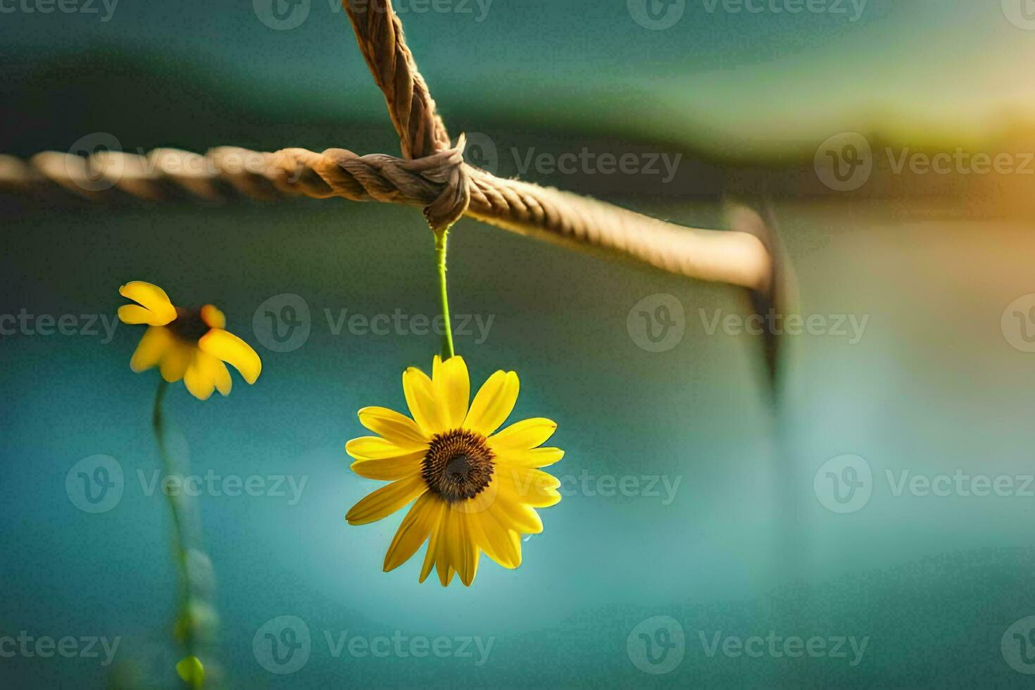 photo wallpaper the sky, the sun, the water, the rope, the rope, the rope. AI-Generated