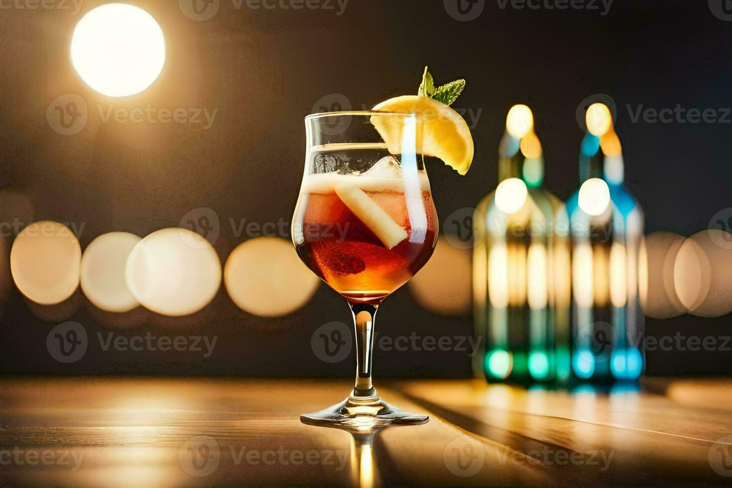 a glass of wine with a lemon slice on top. AI-Generated photo