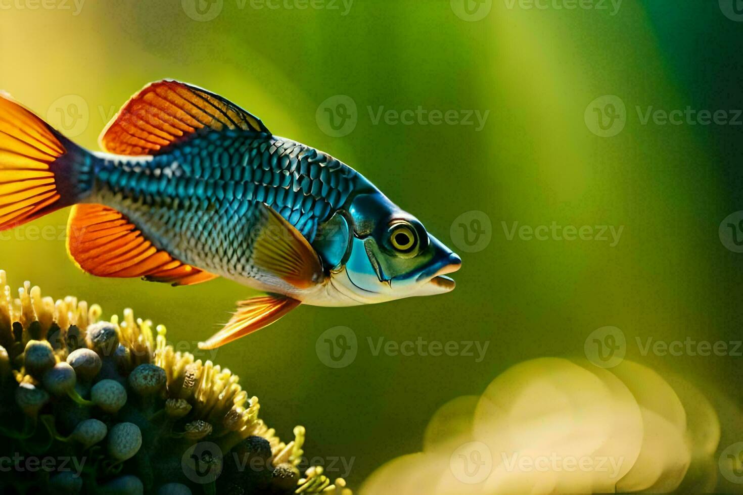 a fish is swimming in the water. AI-Generated photo