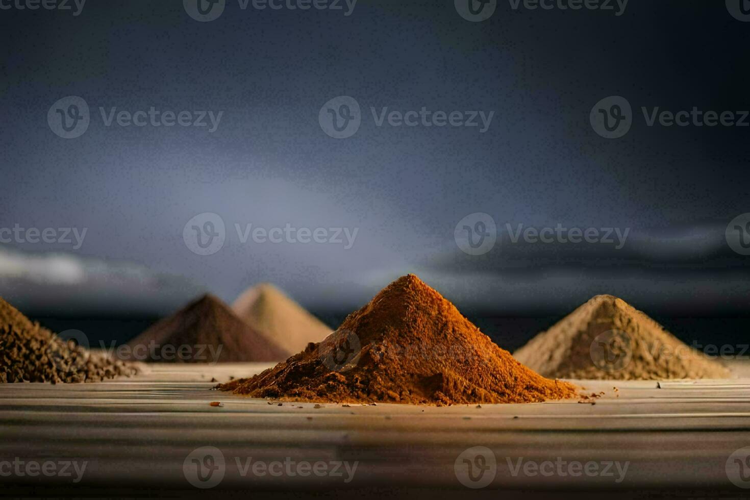 a pile of different colored powders on a table. AI-Generated photo