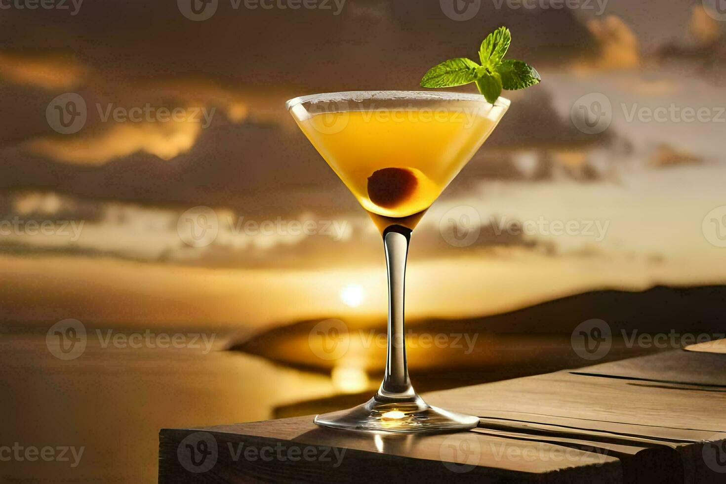 cocktail on the rocks. AI-Generated photo