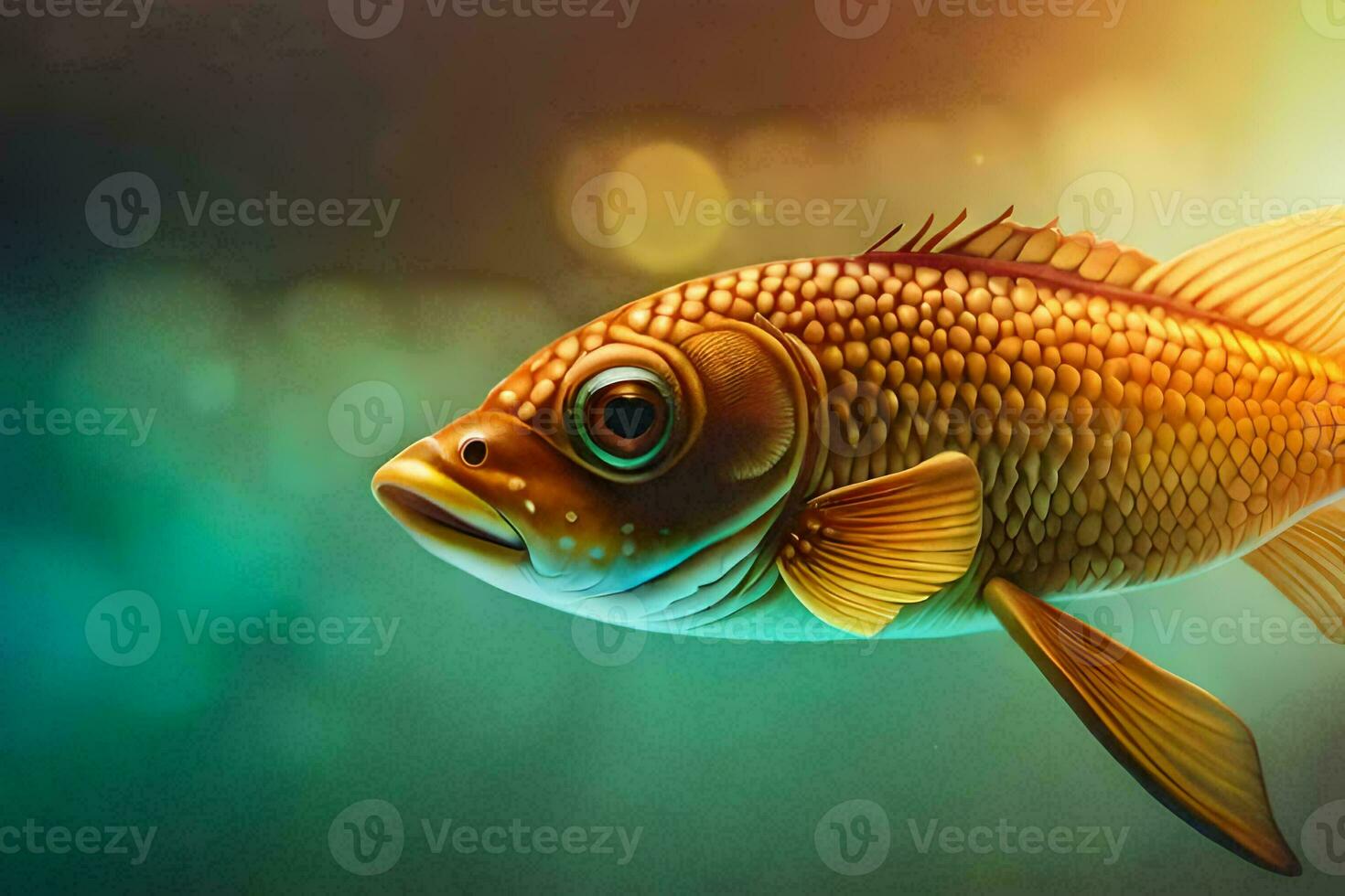 a goldfish swimming in the water. AI-Generated photo