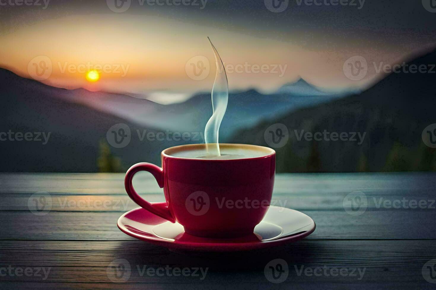coffee cup with a view of the mountains. AI-Generated photo