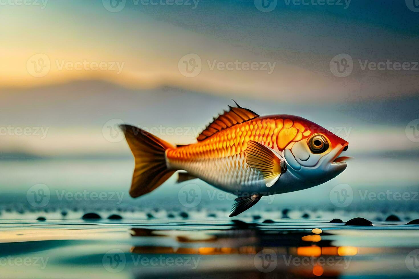 a fish is jumping out of the water. AI-Generated photo