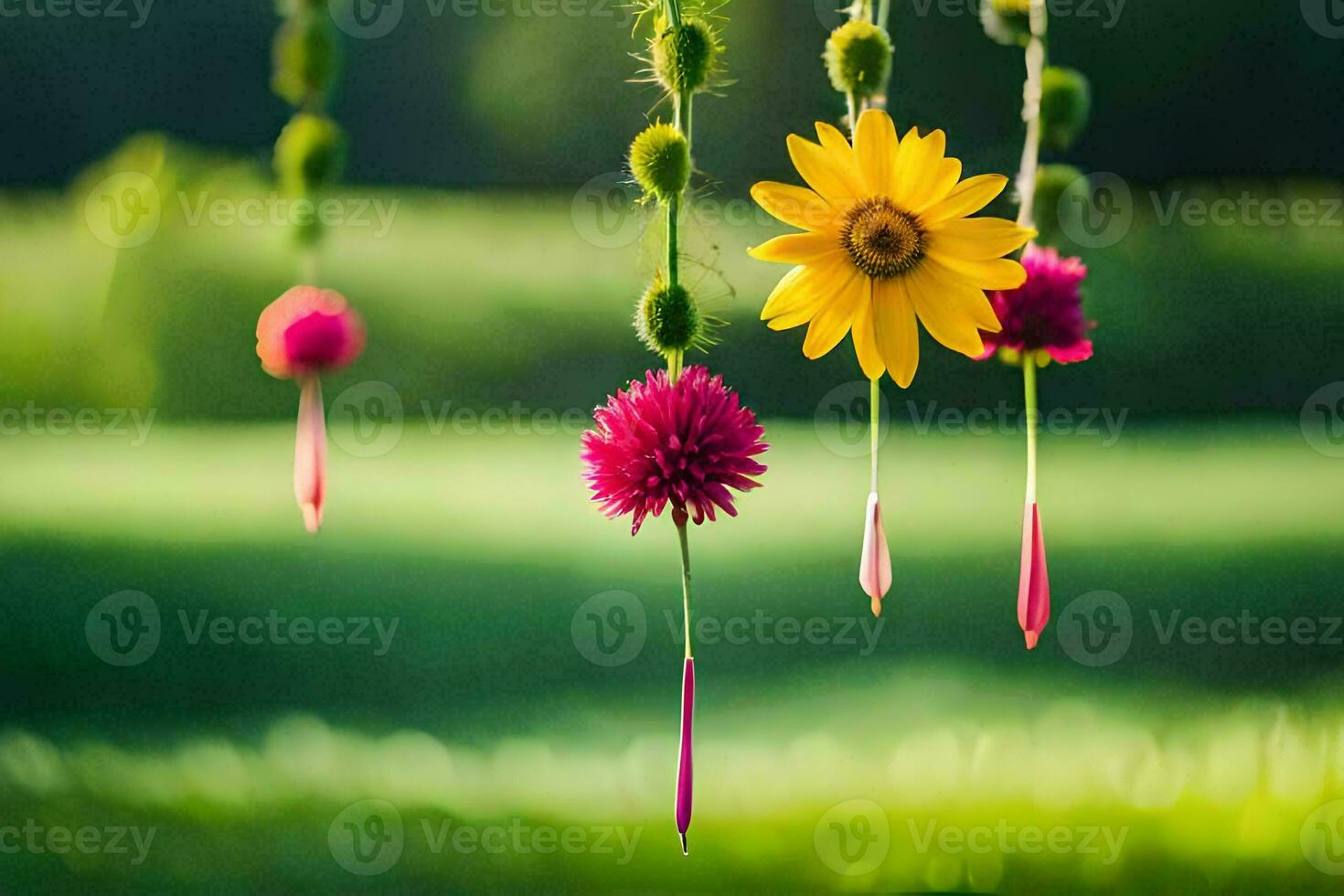 photo wallpaper the sky, flowers, the sun, flowers, the field, the field, the. AI-Generated