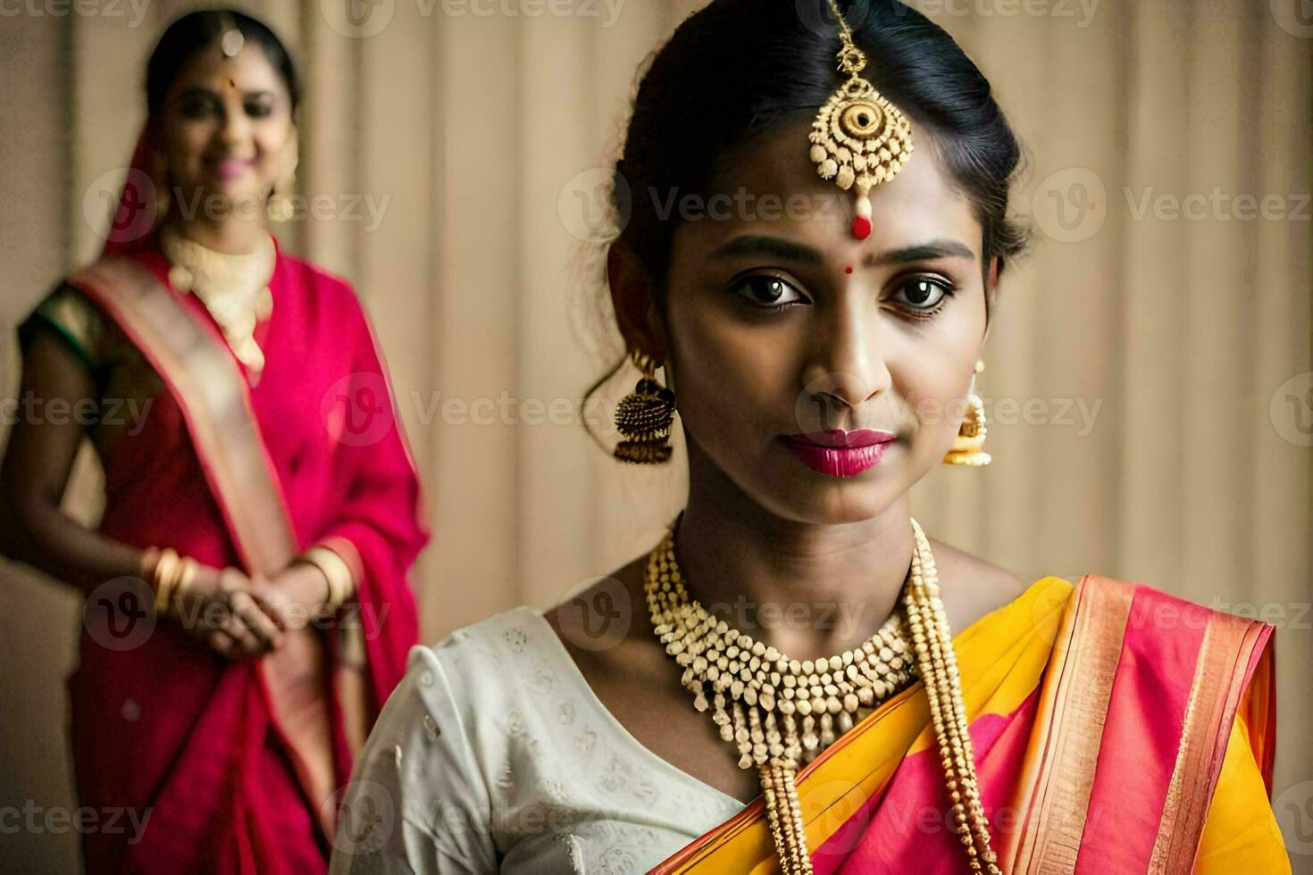 un hermosa indio mujer vistiendo un tradicional sari. generado por ai  31895811 Foto de stock en Vecteezy