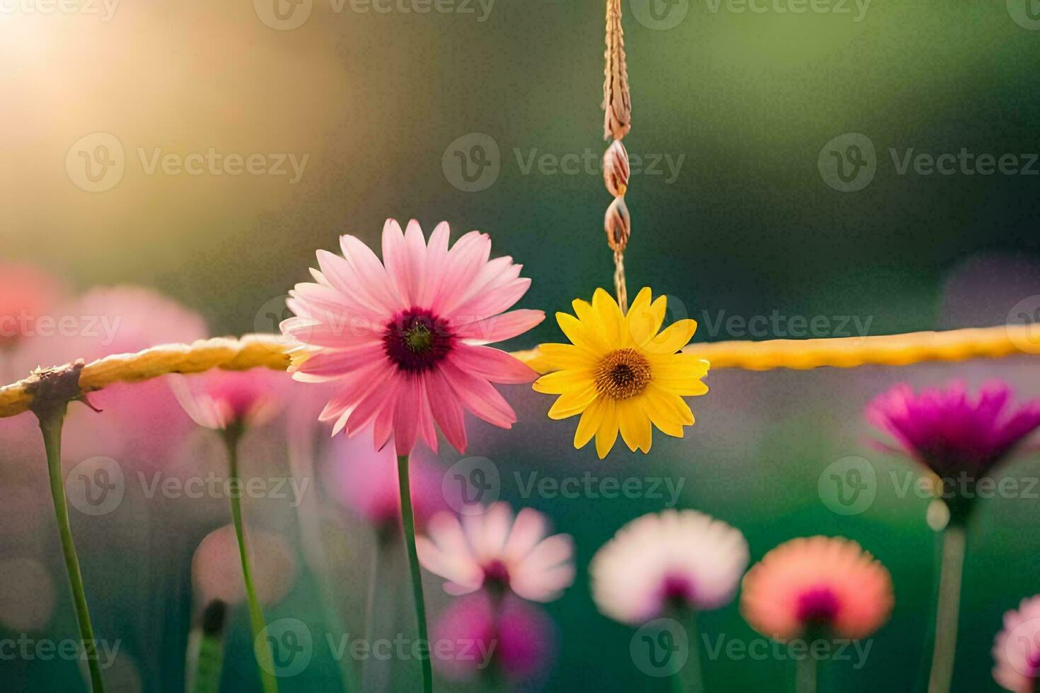 photo wallpaper the sun, flowers, nature, spring, the sun, flowers, nature, spring. AI-Generated