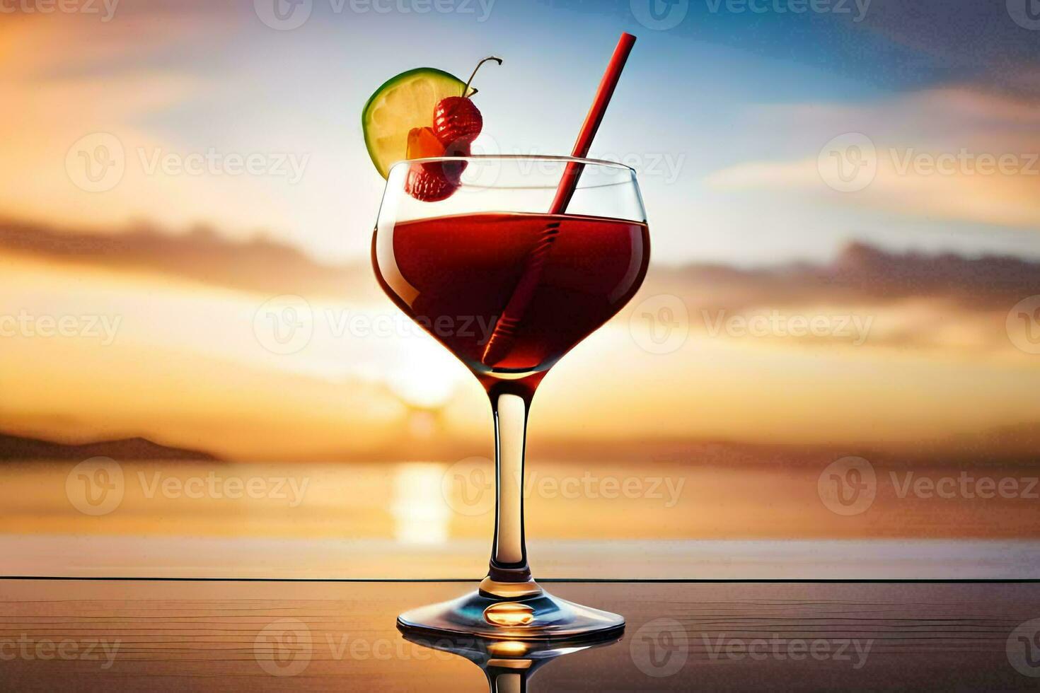 cocktail on the beach. AI-Generated photo