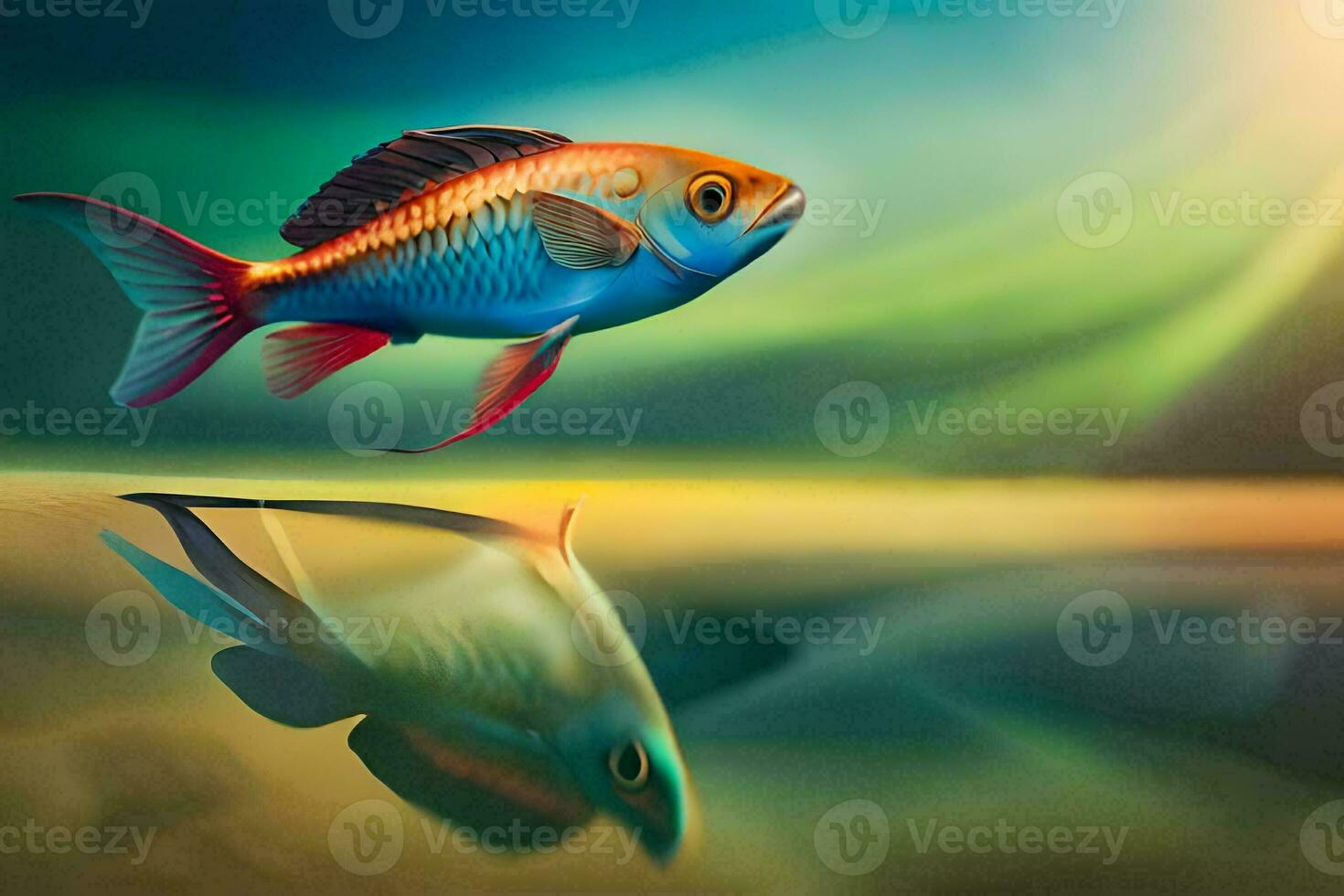 a fish is reflected in the water. AI-Generated photo