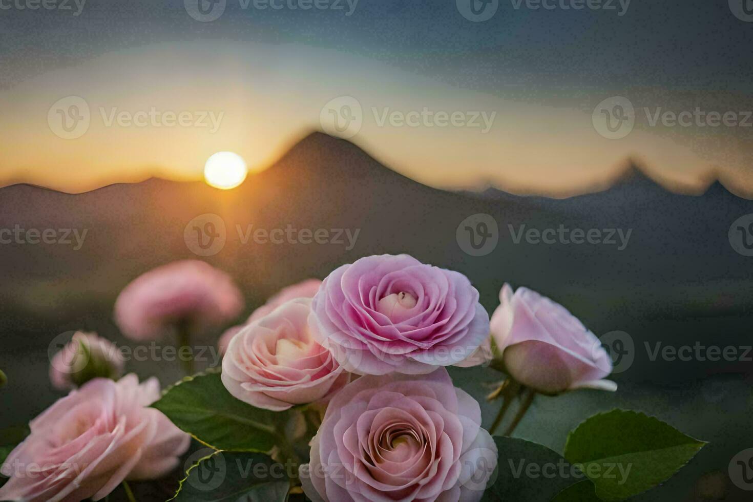 pink roses in the sun. AI-Generated photo