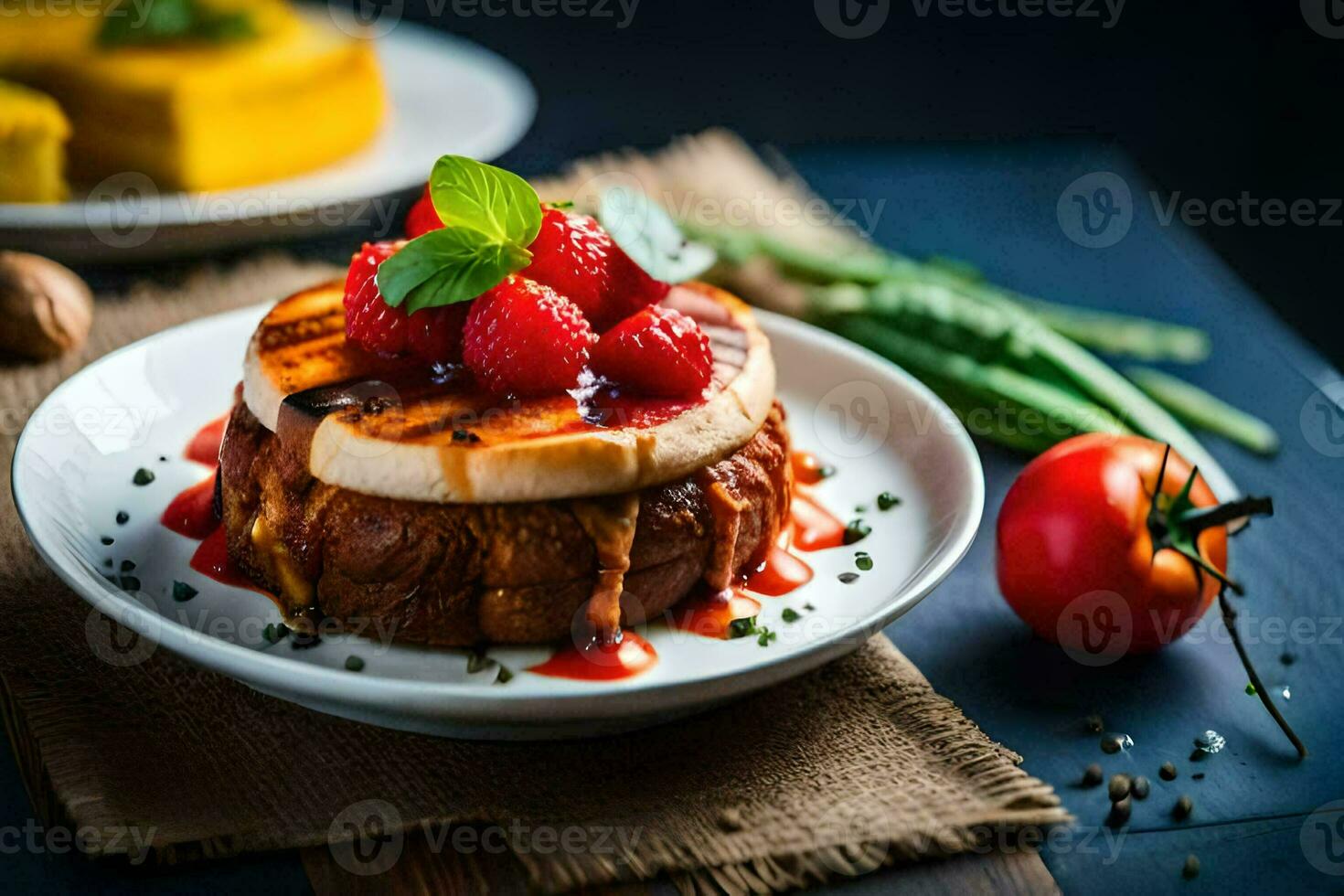 the food is served on a plate with a knife and fork. AI-Generated photo