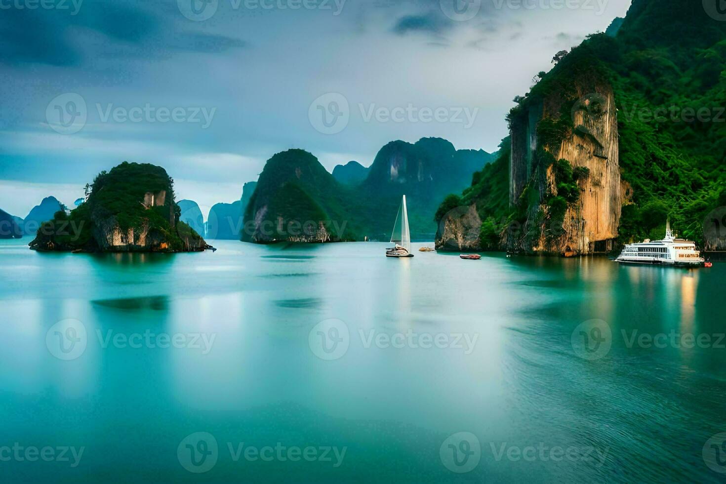the beautiful landscape of halong bay. AI-Generated photo