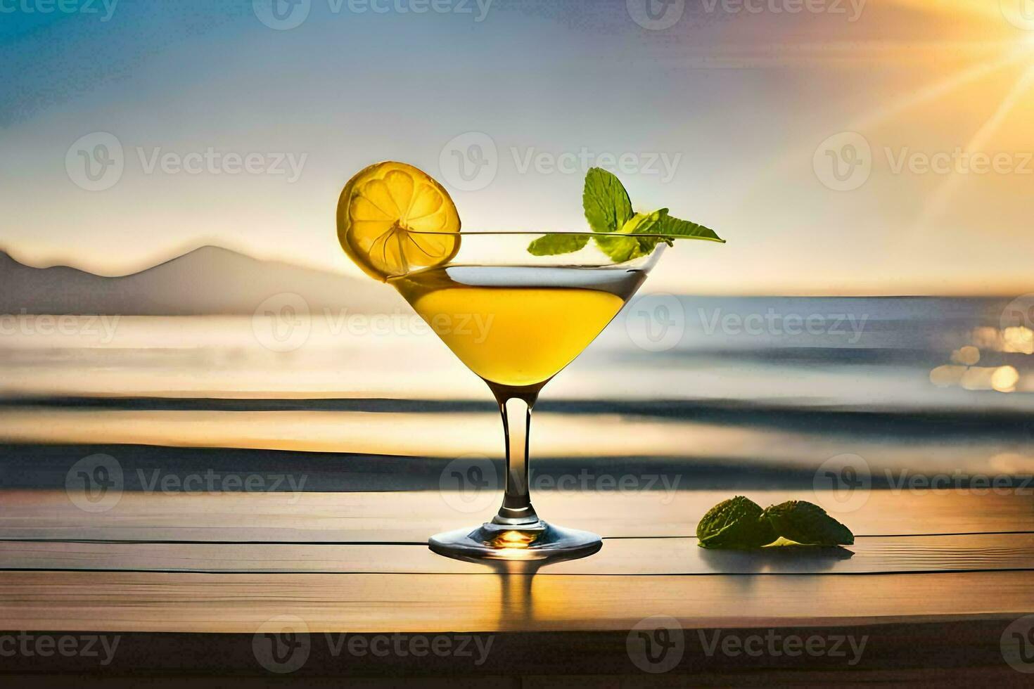 cocktail on the beach. AI-Generated photo