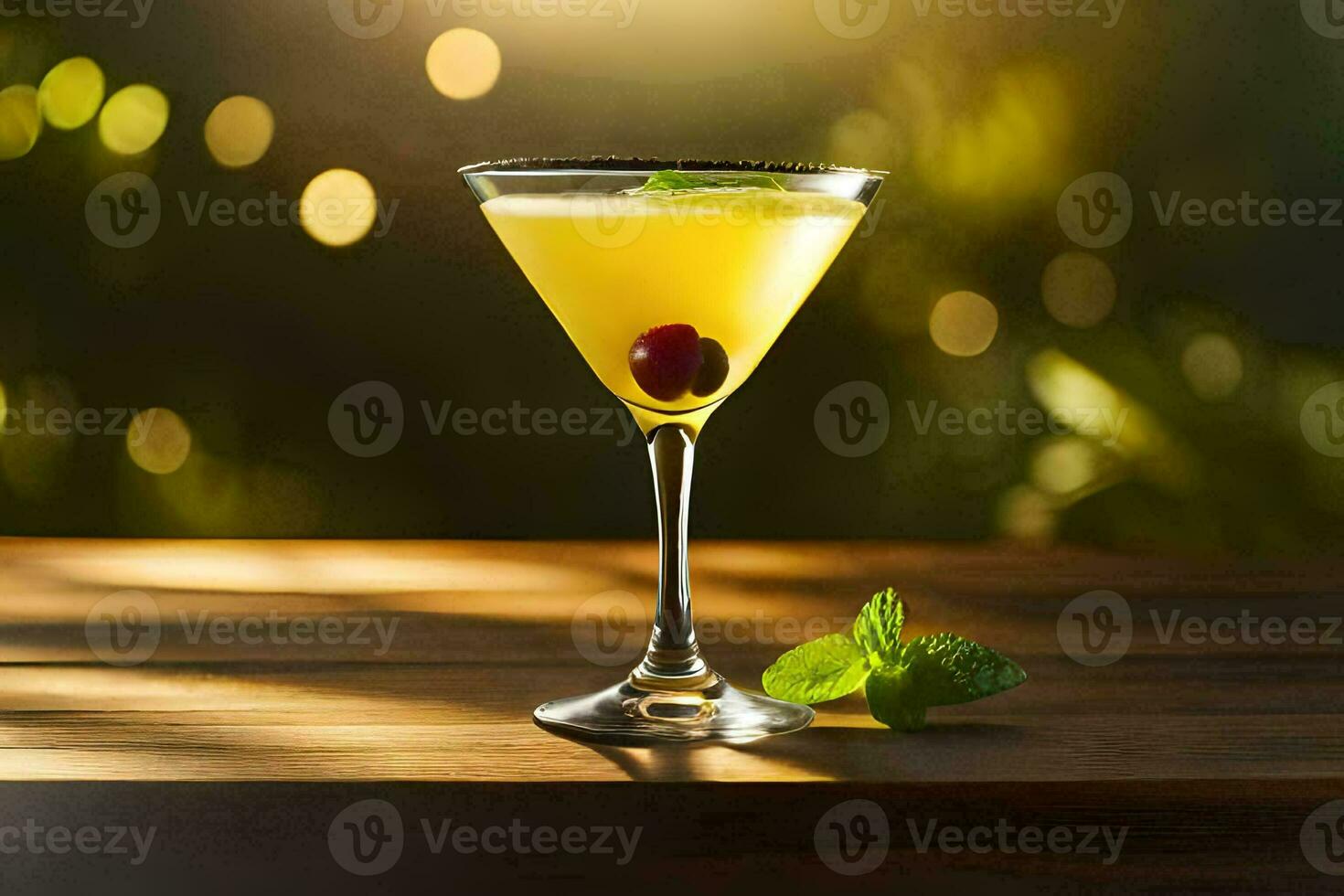 a cocktail with a cherry on top. AI-Generated photo