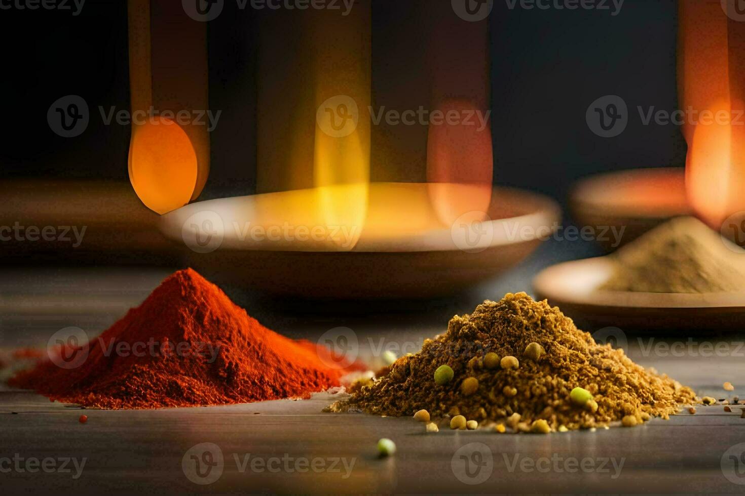 spices and spices on a wooden table. AI-Generated photo