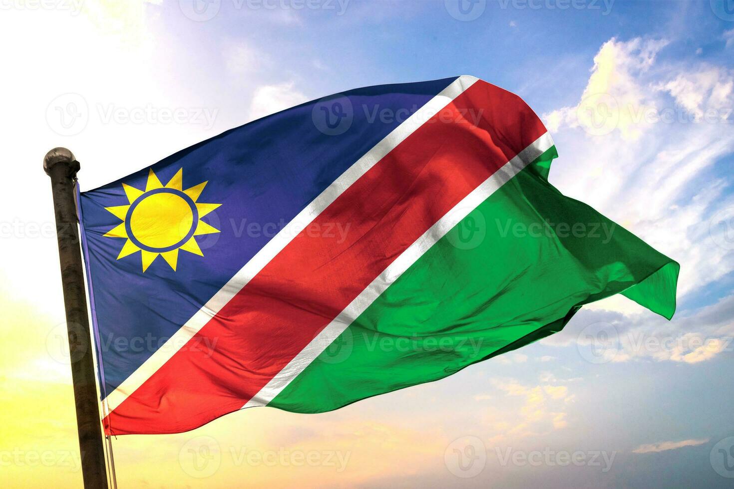 Namibia 3D rendering flag waving isolated sky and cloud background photo