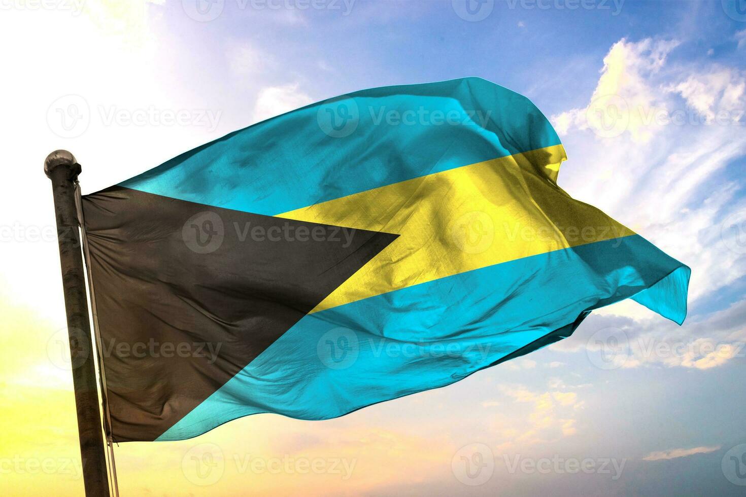 Bahamas  3D rendering flag waving isolated sky and cloud background photo