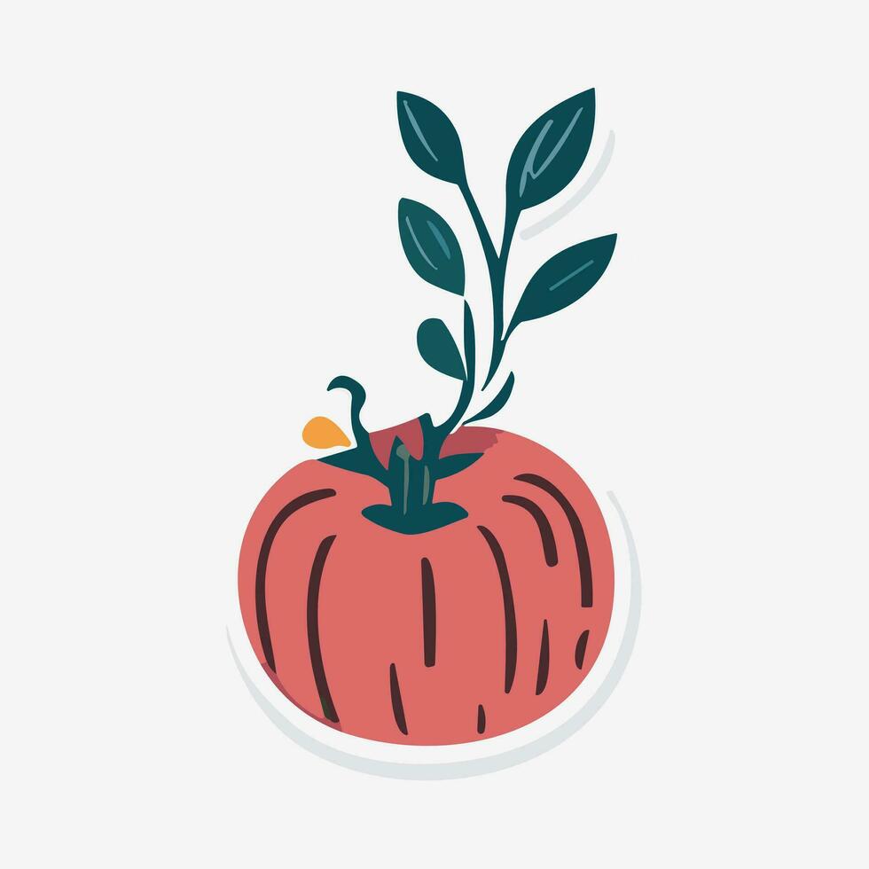 Apple doodle icon, vector illustration. Flat design style