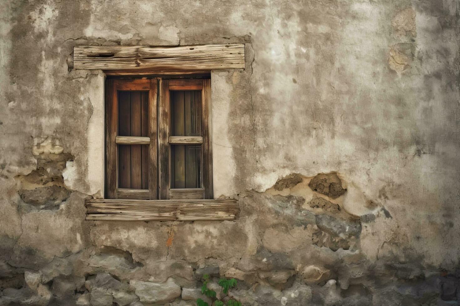 Free Photo Old Cement Wall With Wood Window Generative AI