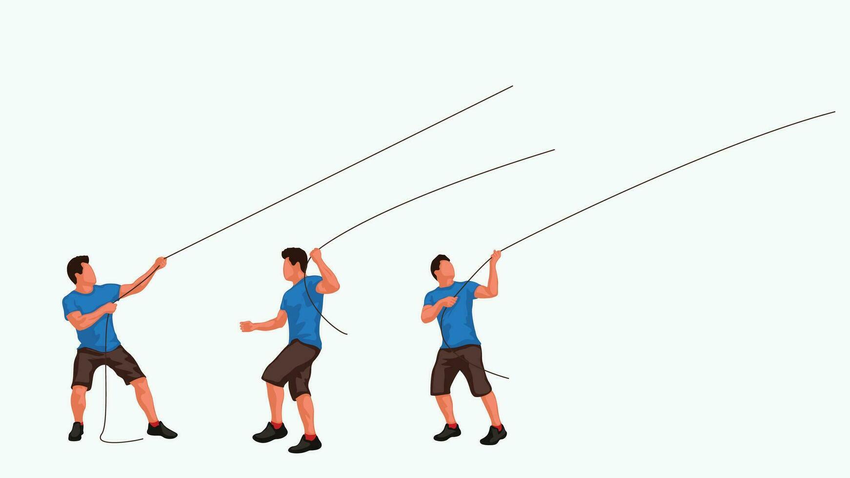 man with rope set vector