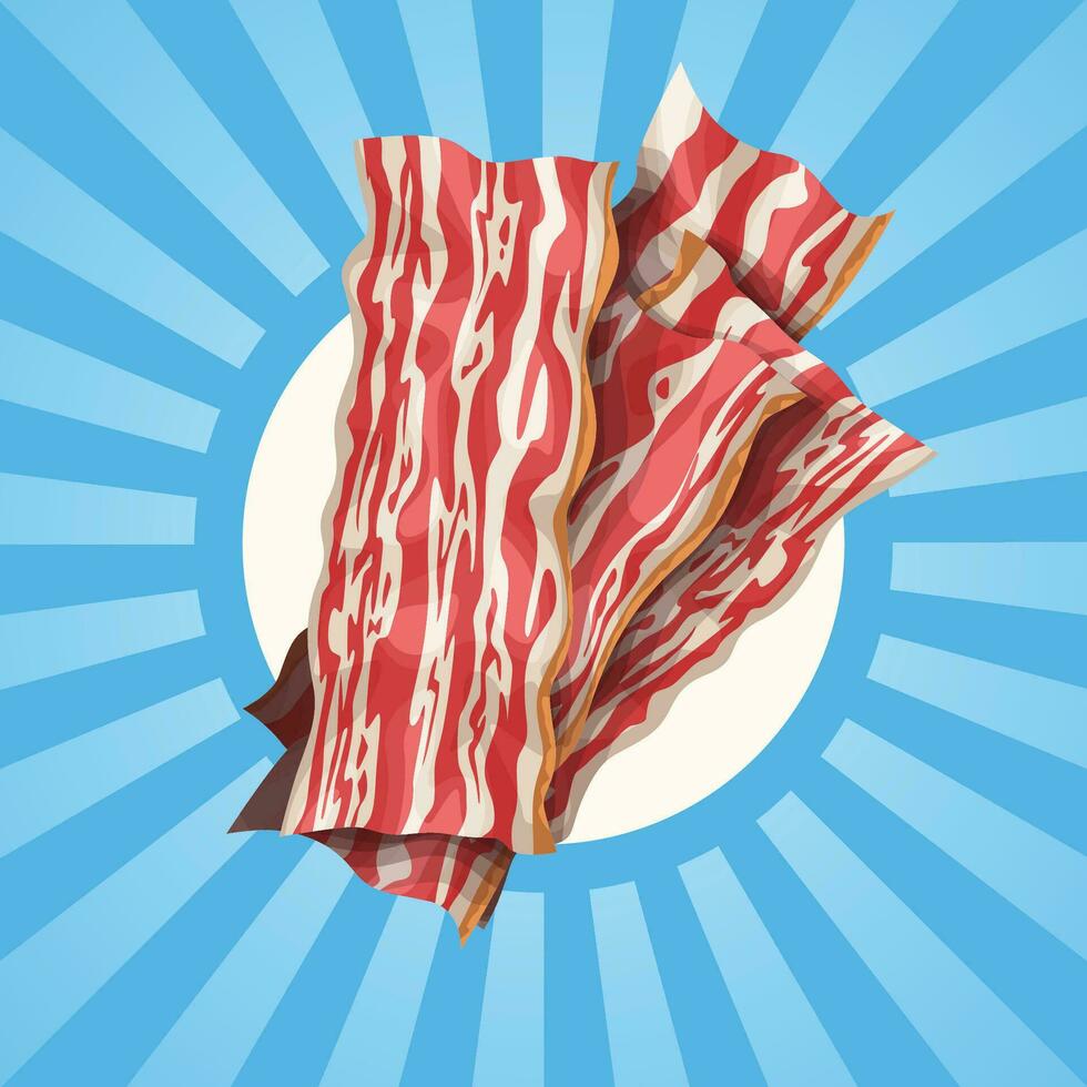 bacon slices on shining background vector