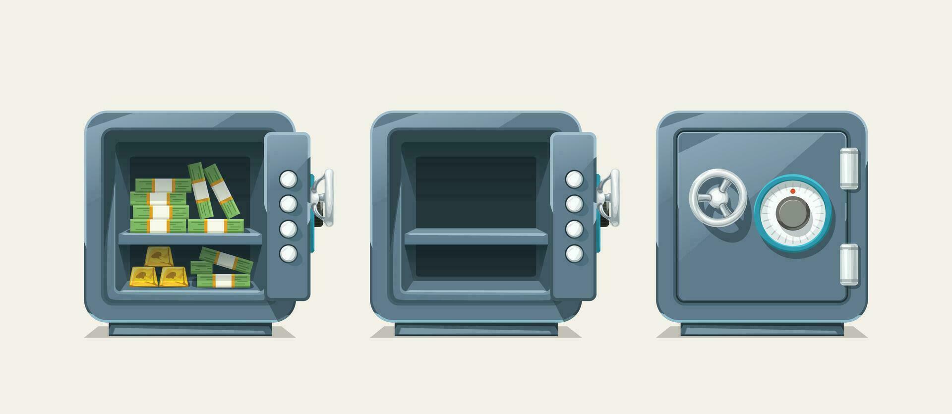 steel safe set vector