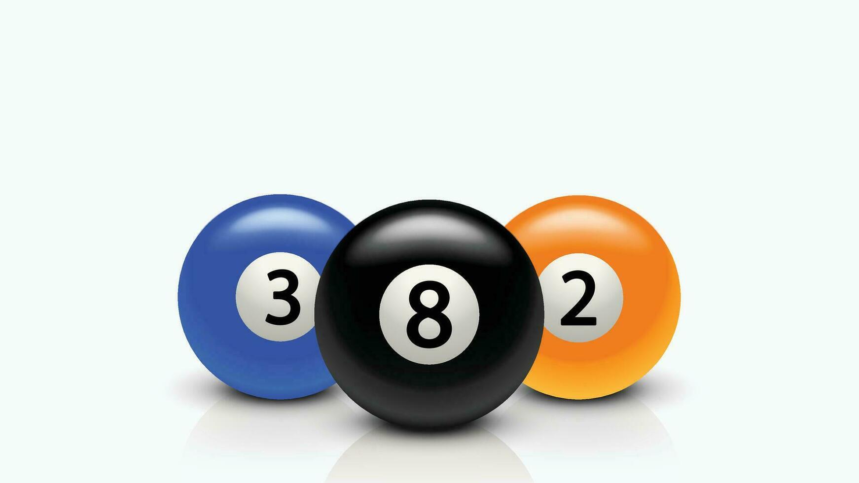 three billiard balls with reflection vector