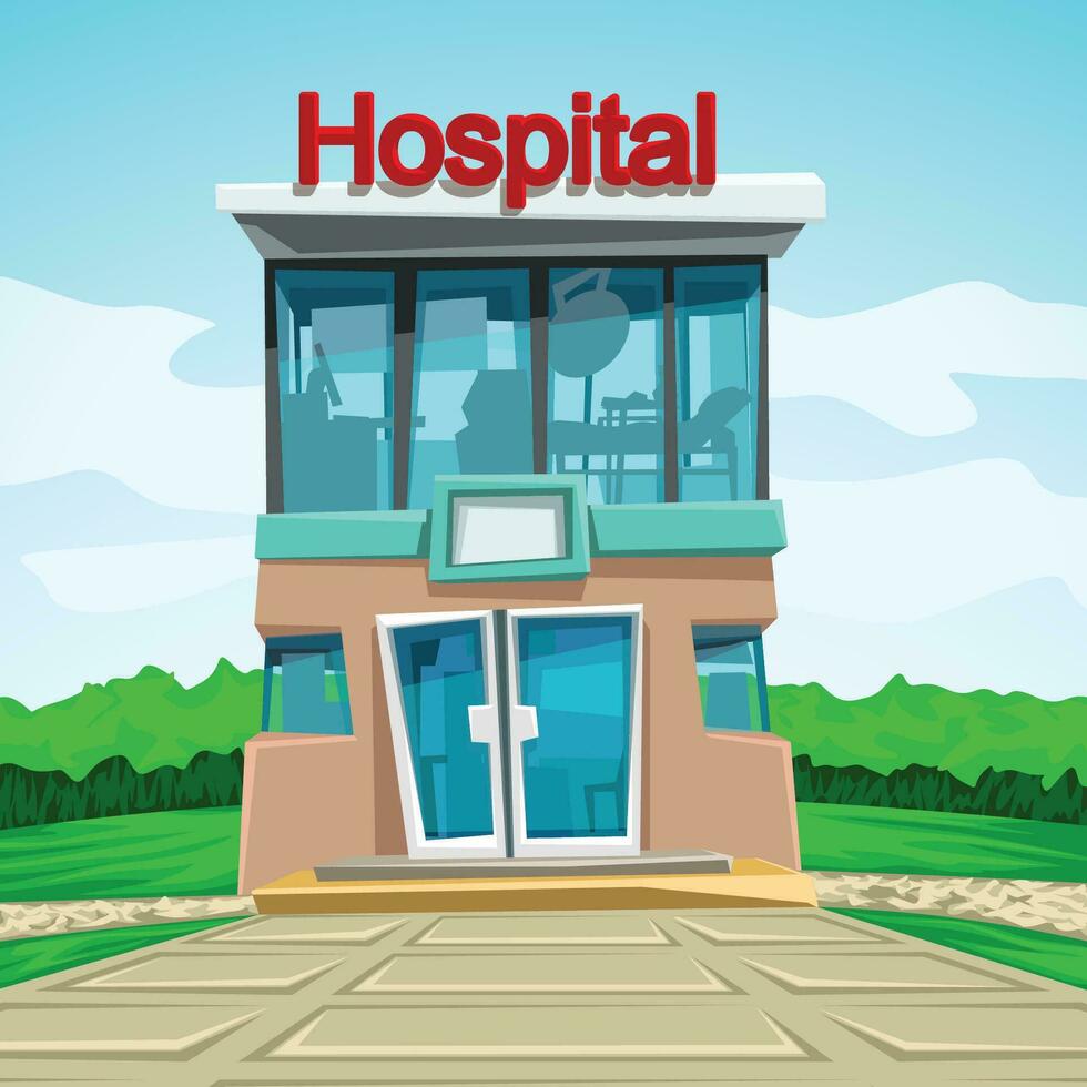 hospital front view vector