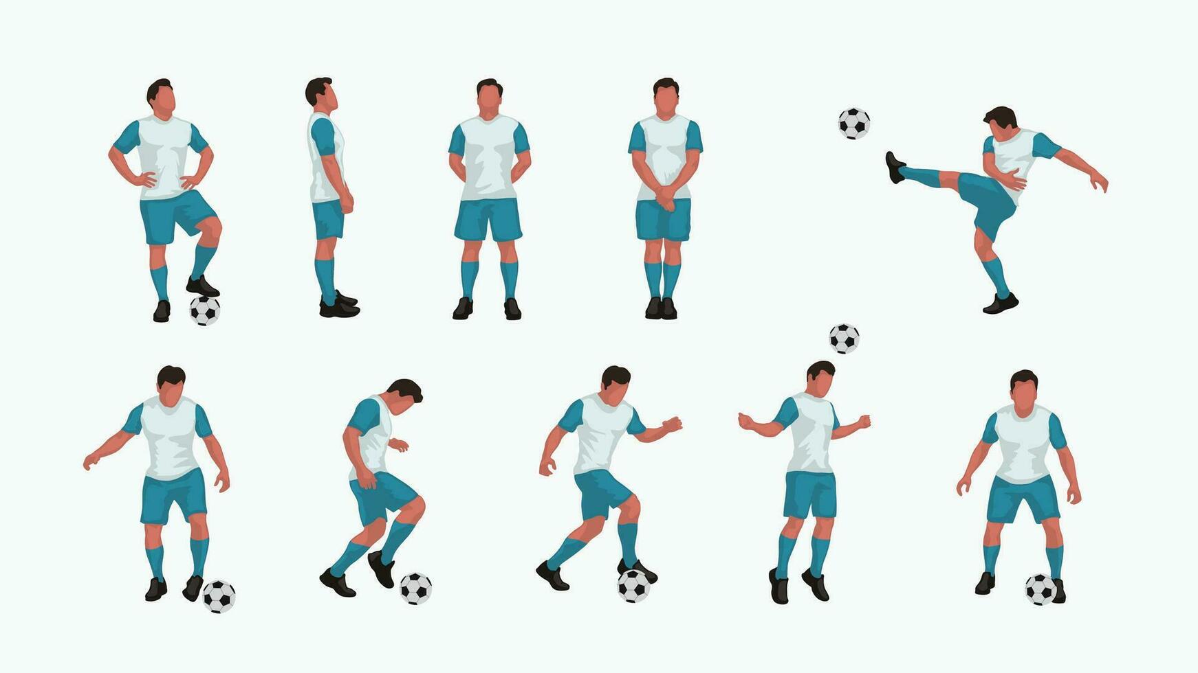 soccer player set colored vector