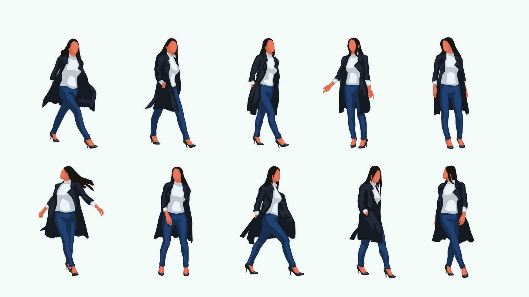 woman wearing coat in set vector